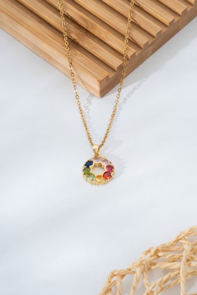 Çelik Renkli Gold Kolye