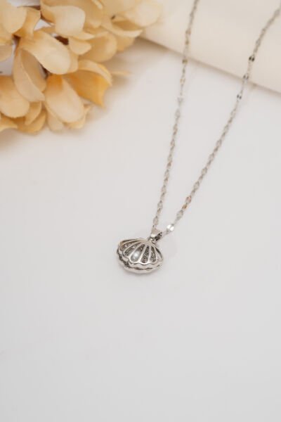 VIP Silver Midye Uzun Kolye