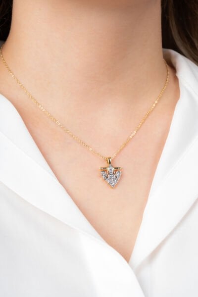 Gold Zirkon Taşlı Ok Ucu Kolye