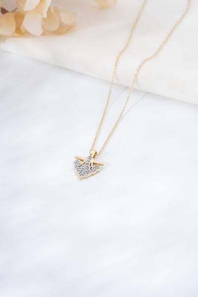 Gold Zirkon Taşlı Ok Ucu Kolye