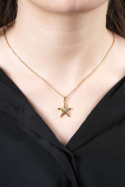 Gold Taşlı Deniz Yıldızı Kolye