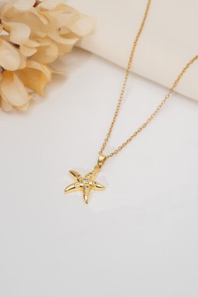 Gold Taşlı Deniz Yıldızı Kolye