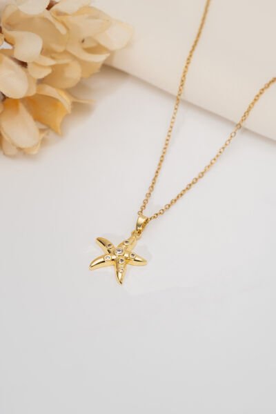 Gold Taşlı Deniz Yıldızı Kolye