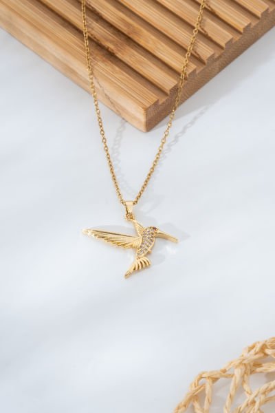 Çelik Kuş Kolye Gold