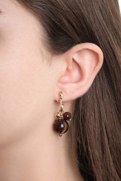 VIP Koyu Amber Top Küpe