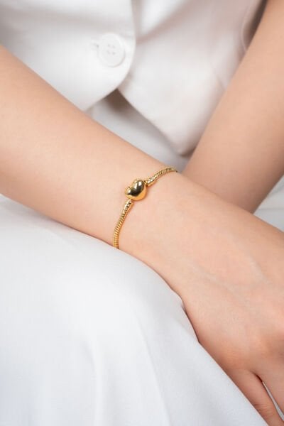 Kalp Klips Detaylı Altın Renk Yılan Zincir Pandora