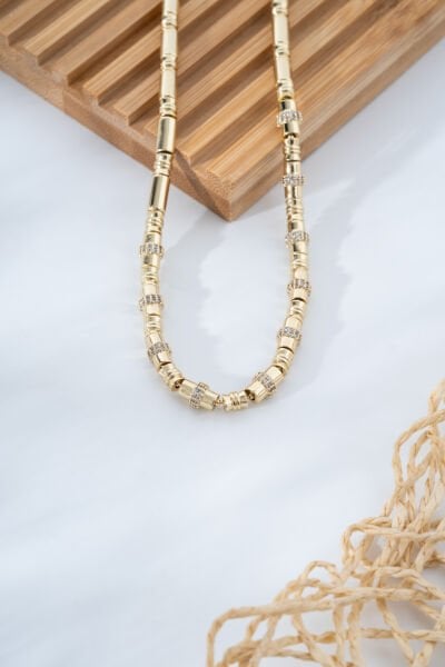 Rose Taşlı Silindir Kolye