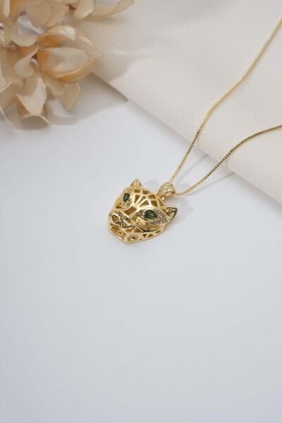 Vıp Gold Kaplan Figür Kolye