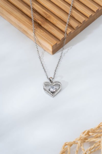 Çelik Silver Kalp Kolye