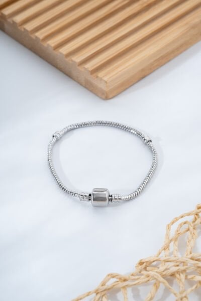 Gümüş Renk Yılan Zincir Kapsül Klipsli Pandora