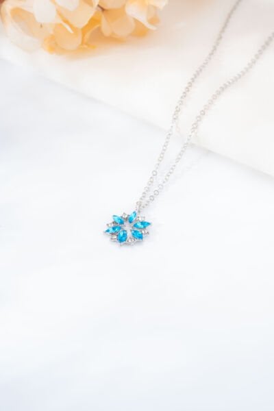 Silver Mavi Çiçek Kolye