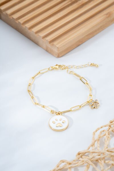 Altın Renk Pati Figürlü Zincir VİP Bileklik
