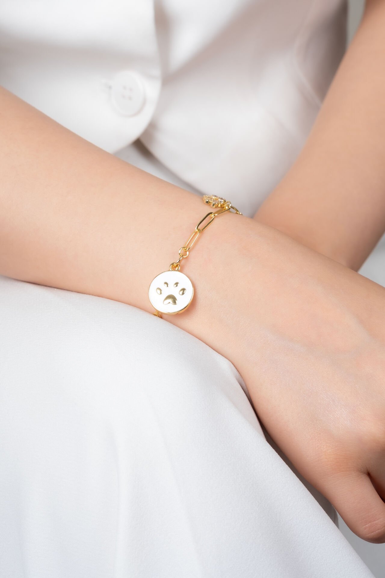 Altın Renk Pati Figürlü Zincir VİP Bileklik