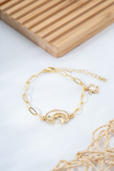 gold yunus balığı sedef çarmlı bileklik
