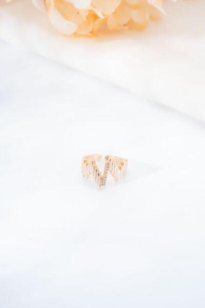 Rose Geometrik Çizgili Yüzük