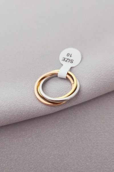Çelik yüzük gold 10 ayar