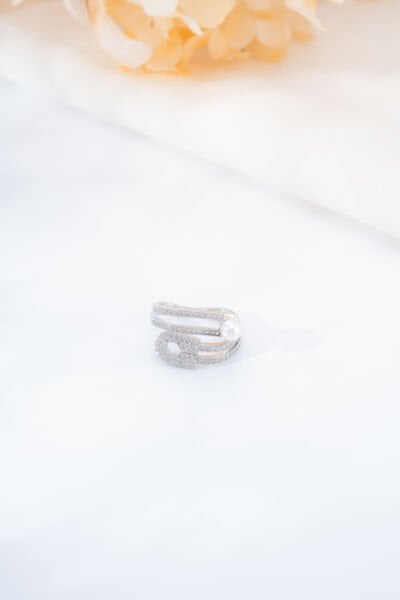 Silver İnci Taş Detaylı Yüzük