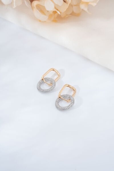 Rose Zirkon Taşlı Halka Küpe