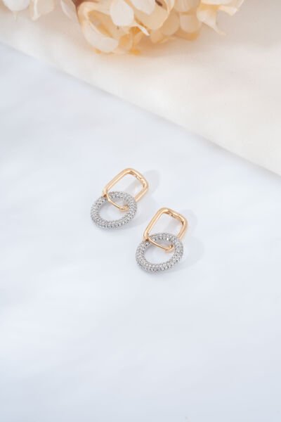 Rose Zirkon Taşlı Halka Küpe
