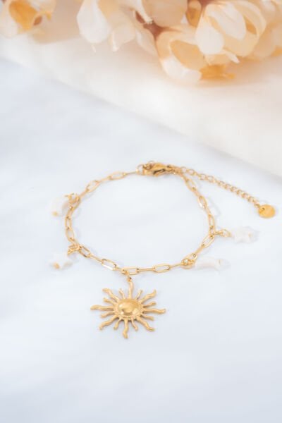 Gold Güneş Figürlü Charm Bileklik