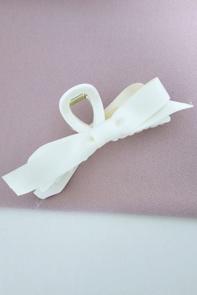 Beyaz Fiyonk Tasarımlı Şık Saç Klipsi