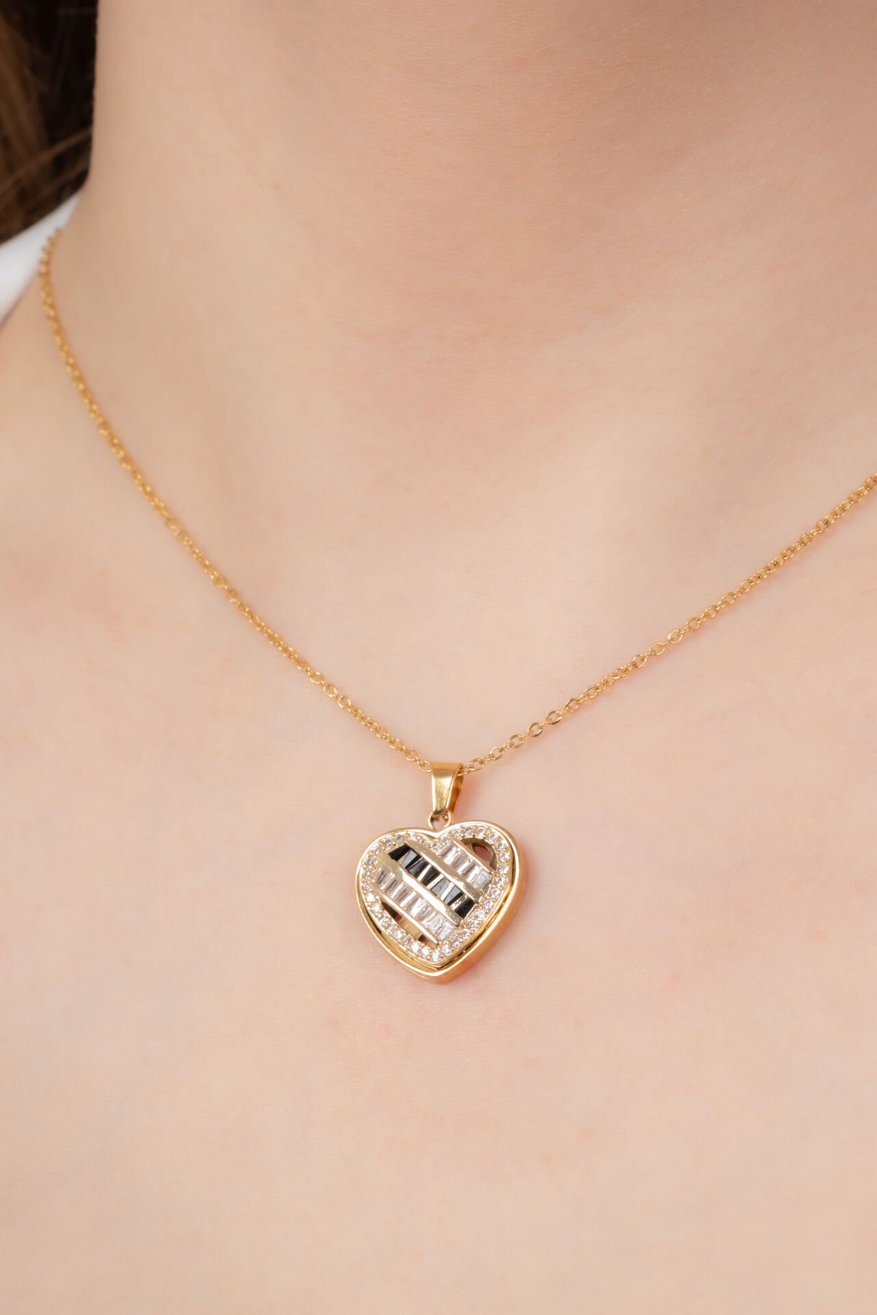 ÇELİK TAŞLI KALP SET