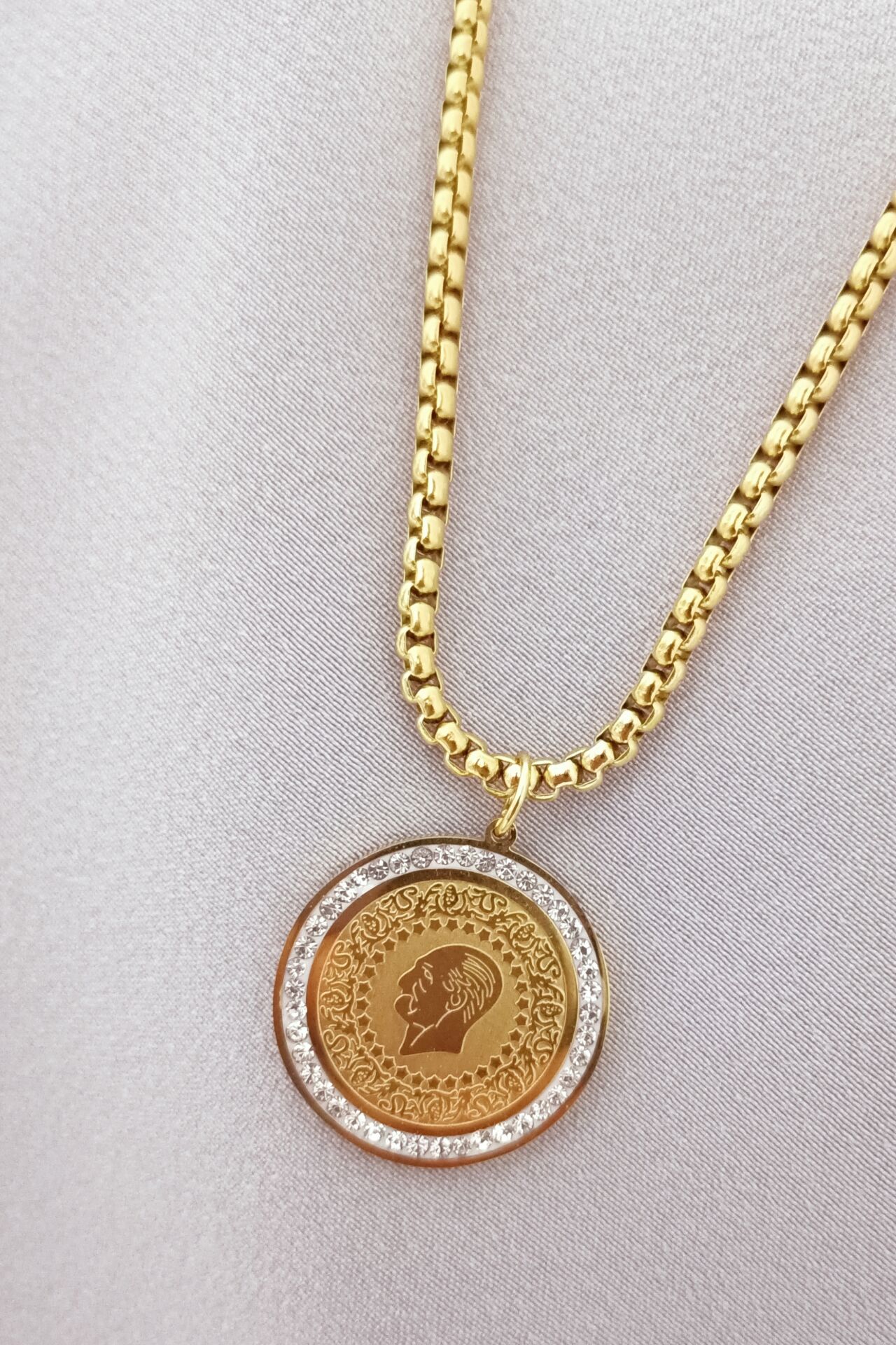 Çeyrek taşlı kolye 60 cm