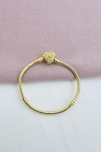 Çelik Kalpli Gold Pandora Bileklik