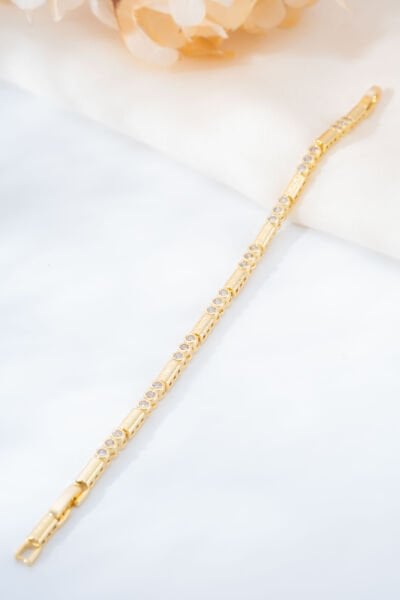 Gold Sıra Taşlı Silindir Bileklik