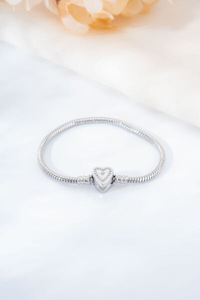 (Premium) Silver Kalp Taşlı Pandora Bileklik
