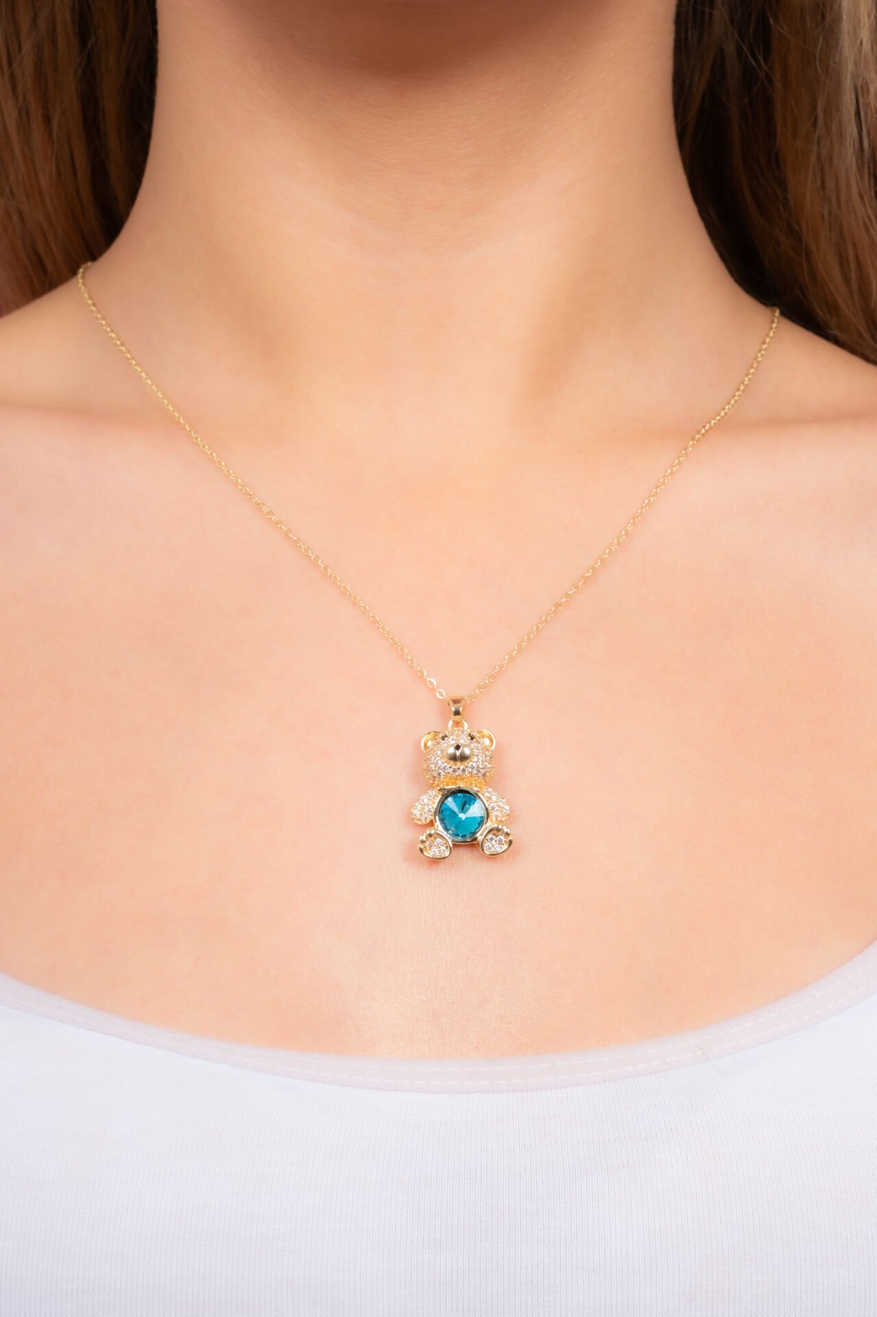 Çelik Taşlı Ayıcık Kolye