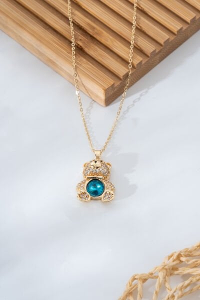 Çelik Taşlı Ayıcık Kolye