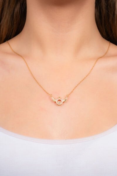 Çelik Taşlı Melek Kolye