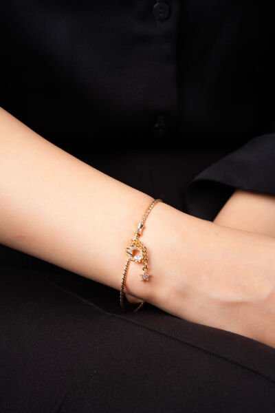 Rose Ay ve Yıldız Charmlı Kelepçe Bileklik