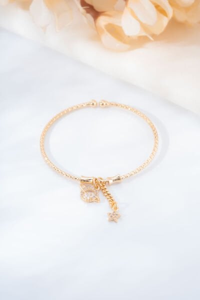 Rose Ay ve Yıldız Charmlı Kelepçe Bileklik