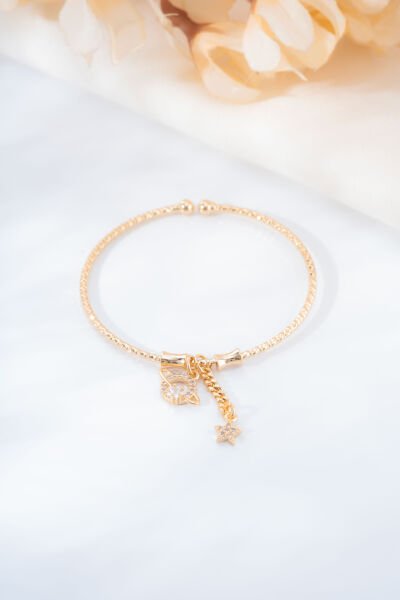 Rose Ay ve Yıldız Charmlı Kelepçe Bileklik