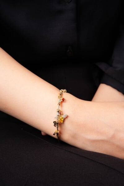 Rose Arı Charmlı Kelepçe Bileklik