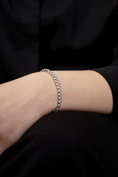 ÇELİK SİLVER DAMLA TAŞLI SU YOLU BİLEKLİK