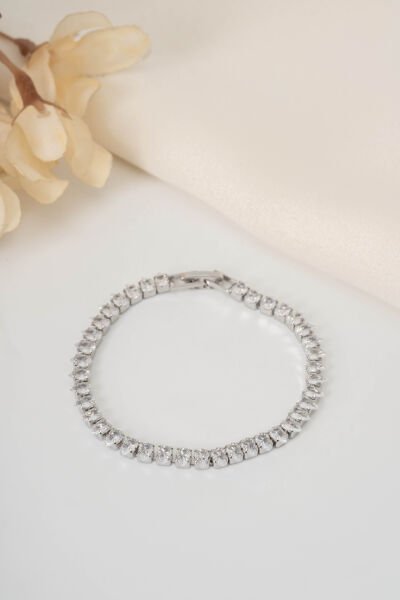 ÇELİK SİLVER DAMLA TAŞLI SU YOLU BİLEKLİK