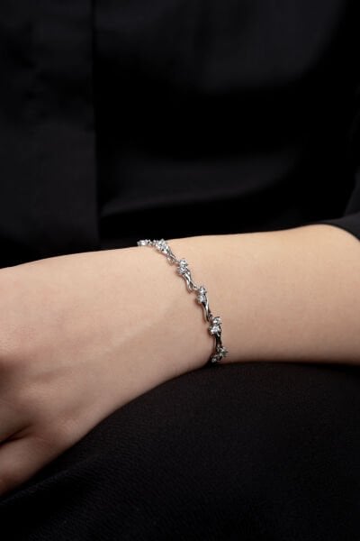 XUPİNG SİLVER MİNİ YAPRAK TAŞ DETAY BİLEKLİK