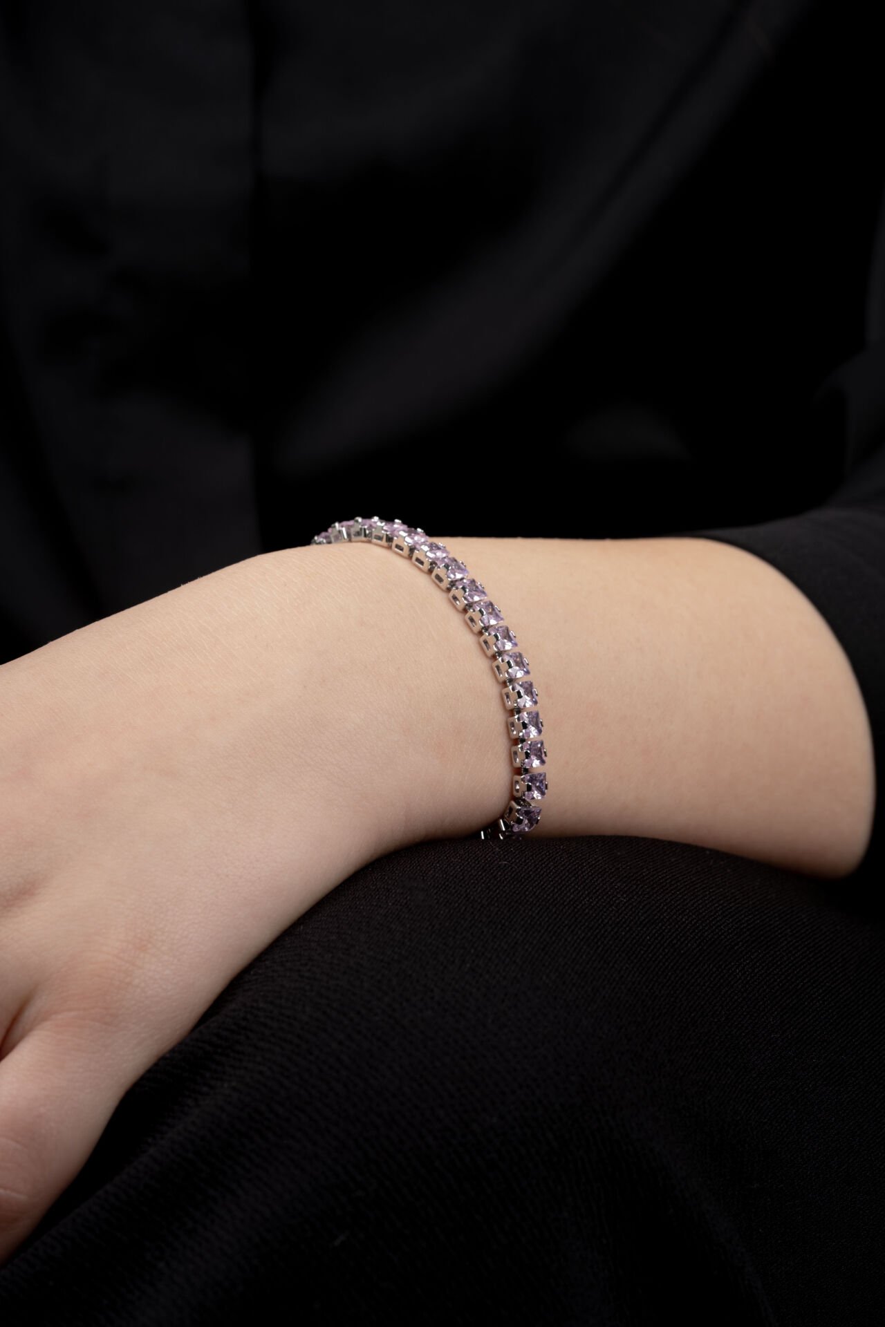 ÇELİK SİLVER KARE TOZ PEMBE SU YOLU BİLEKLİK