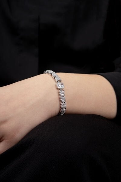 XUPİNG SİLVER BAGE TAŞLI YILAN SIRTI BİLEKLİK