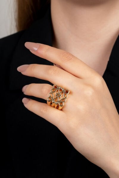 Gold Oyma Desen Yüzük