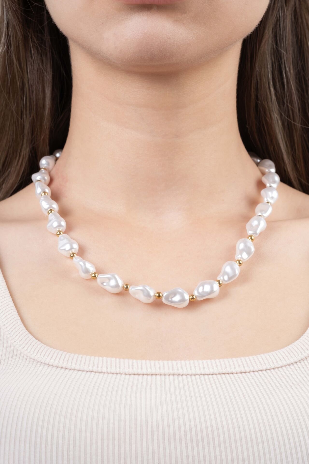 Rose İnci Görünümlü Kolye