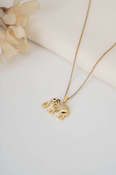 ÇELİK GOLD FİL FİGÜR KOLYE