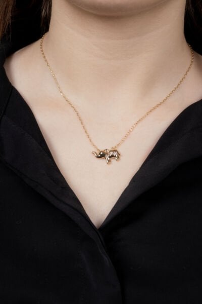 XUPİNG GOLD TAŞLI FİL FİGÜR KOLYE