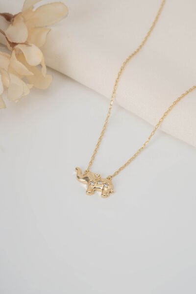 XUPİNG GOLD TAŞLI FİL FİGÜR KOLYE