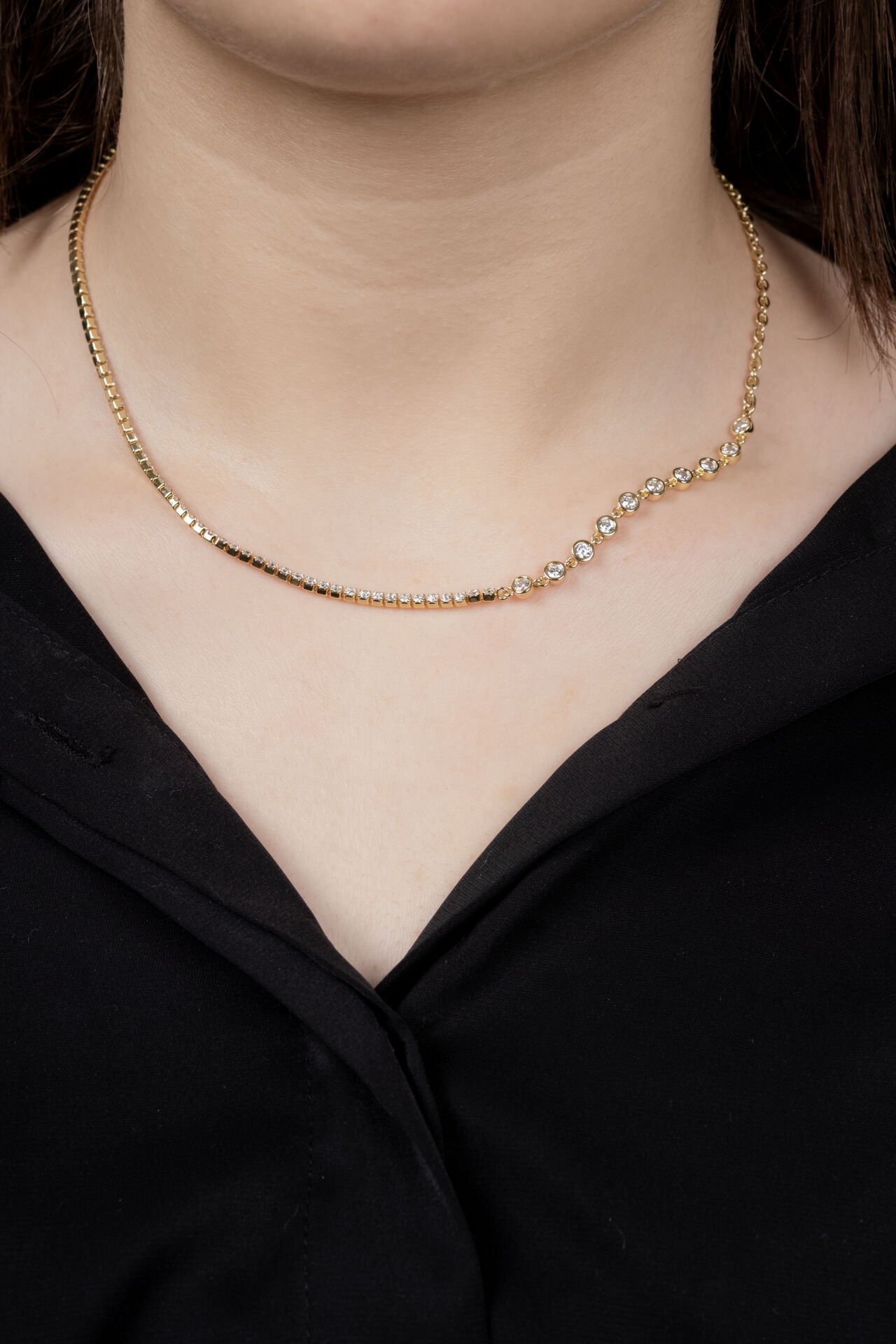 XUPİNG GOLD 10 TAŞLI SU YOLU KOLYE