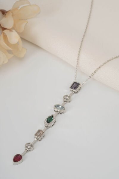 VIP SİLVER (LİLA) TAŞLI Y KOLYE