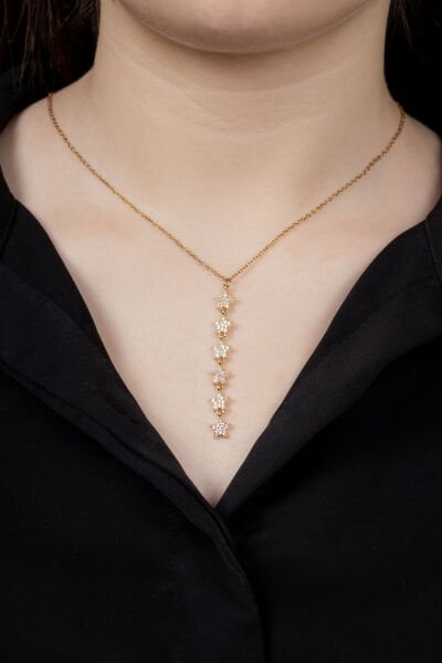 ÇELİK GOLD 6 YILDIZLI Y KOLYE